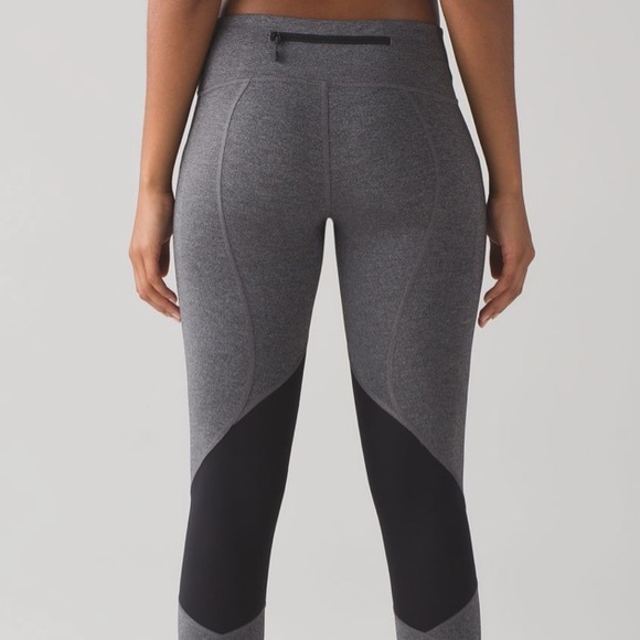Lululemon Pace Rival Crop - Heathered Black / Heathered Slate - Picture 2 of 10